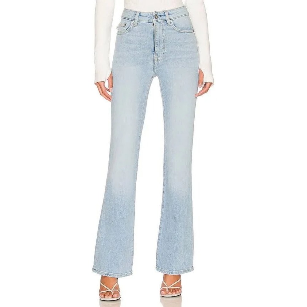 Lovers and Friends Greyson Ultra High Rise Slim Boot Jeans Light Wash Blue 27